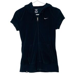 Nike Y2K Velvet Hoodie Womens Size Small Black The Athletic Dept Velour Shirt